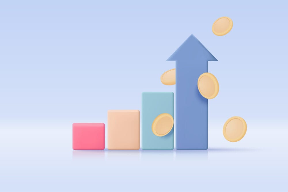 3d leadership for successful new idea. Excellent investing business graph on background. investment creative solution with money coin and graph concept.