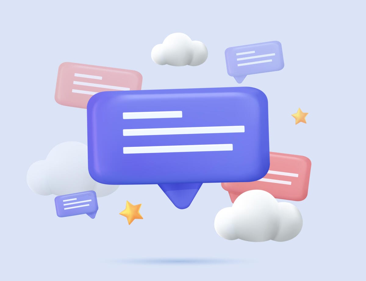 Message notification icon. Cloud new message 3d design.